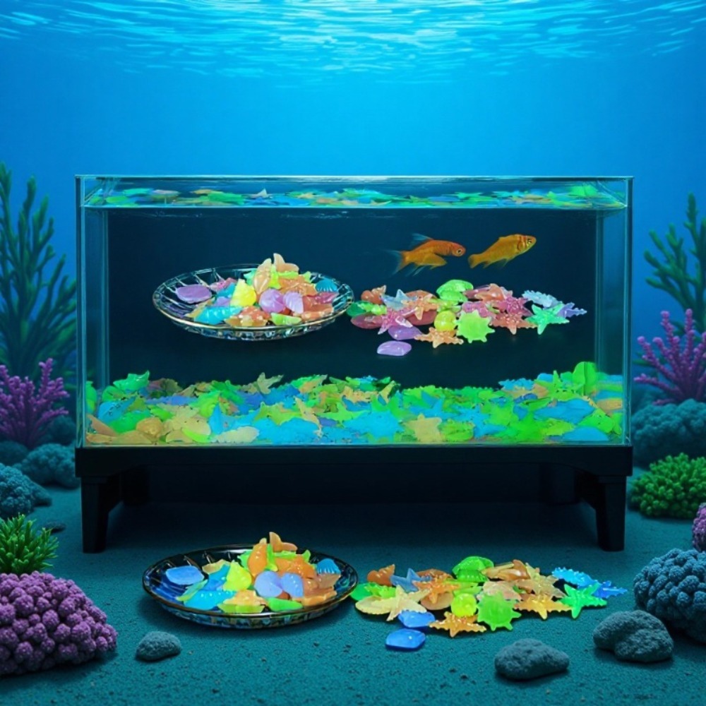 Aquarium Fish Artificial - Parlayan Işıltılı Okyanus Taşları Floresan Deniz
