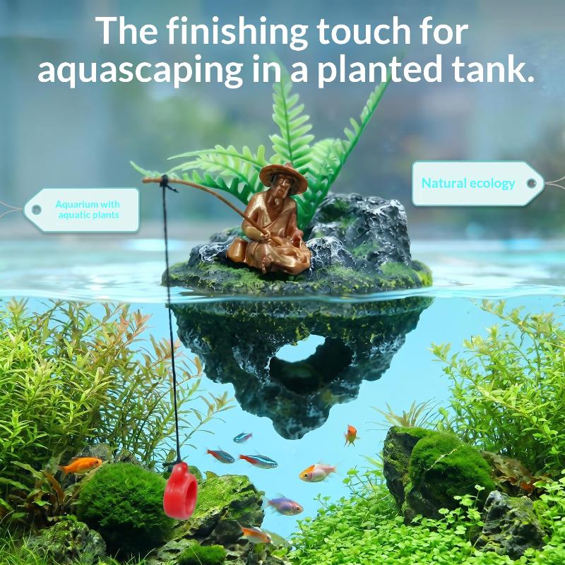 Aquarium Fish Artificial - Mini Akvaryum Süsü Yüzen Ada Balıkçı