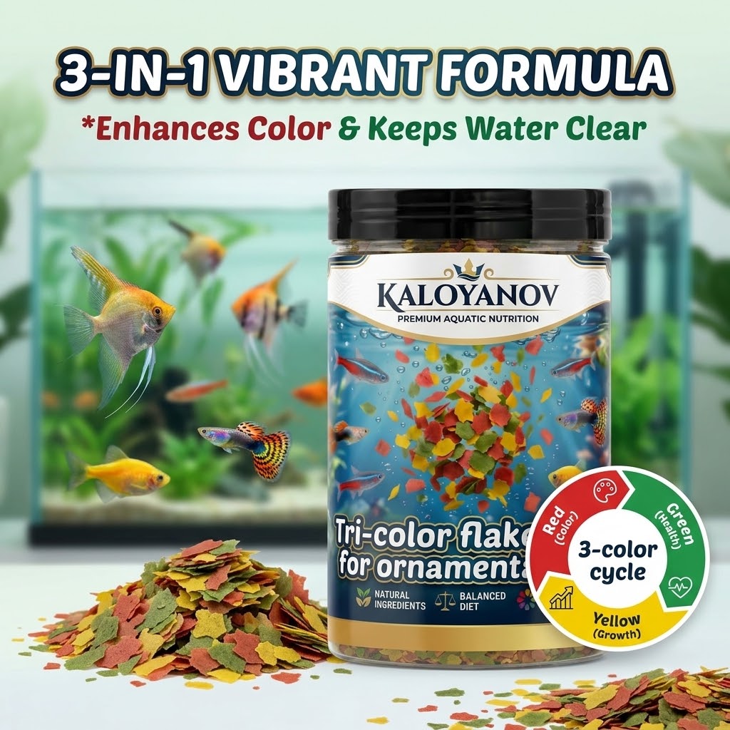 Tetra Fish In Aquarium - Premium 3 Renkli Pul Balık Yemi,
